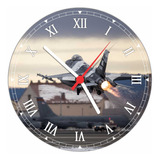 Relógio De Parede Avião Militar Caça Aeronave 30 Cm Rt005