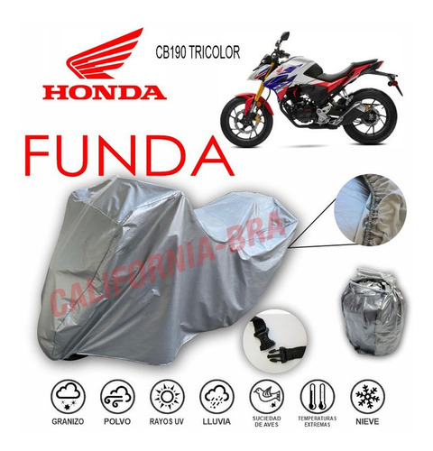 Funda Cubierta Lona Moto Cubre Honda Cb190 Tricolor