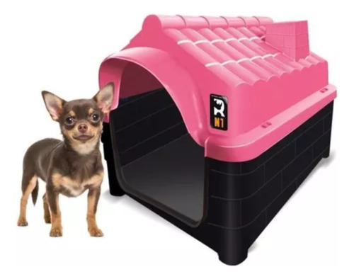 Casa Casinha Cachorro Plástica Desmontável N1 Pequena Rosa