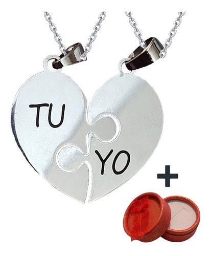 Collares Rompecabezas Acero Quirúrgico Grabado Personalizado