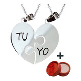 Collares Rompecabezas Acero Quirúrgico Grabado Personalizado