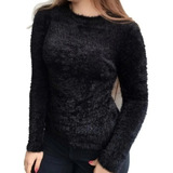 Blusa Pelinho De Frio Pelúcia Feminina Outono Inverno