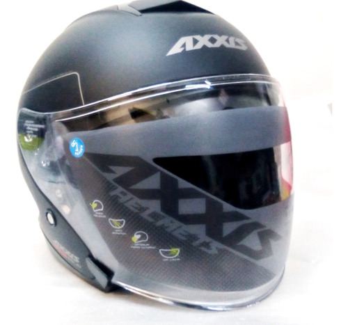 Casco Abierto Axxis Mirage Solid N/mate T. M Centro Motos