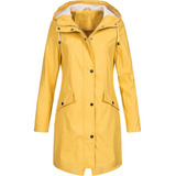 Chaqueta Larga De Lluvia Con Capucha Gabardina Impermeable