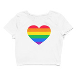 Playera Crop Top Corazón Lgbt Pride Gorra De Regalo