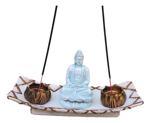 Buda Hindu P Meditando 11 Cm Bandeja Retangular Curva Resina