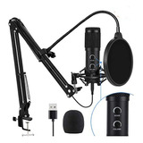 Microfono Condensador Profesional Bm-838tz Usb Striming Color Negro Y Doradaada