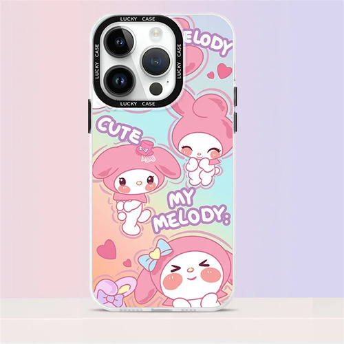 Funda Gradient Rainbow Cinnamoroll Kuromi Para iPhone 15 14