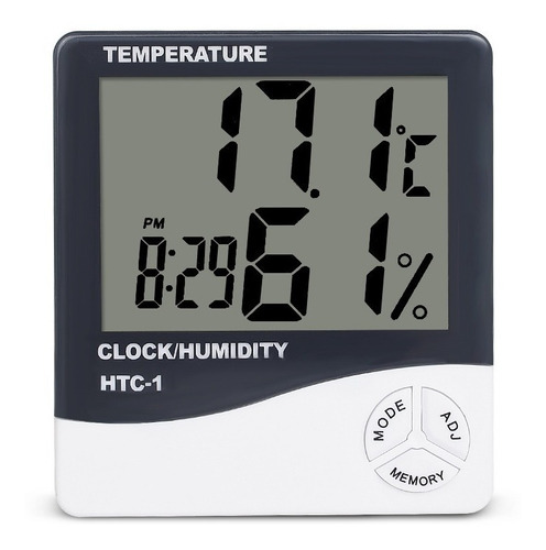 Higrometro Termometro Digital Reloj Fecha Humedad Htc-1