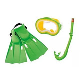 Mascara De Buceo Intex Con Snorkel Y Patas De Rana Pvc Cu