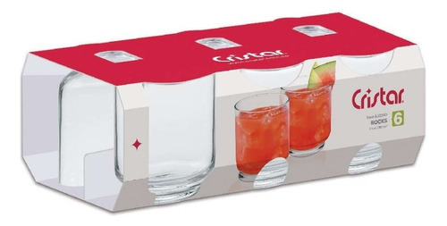 Pack X 6 Vasos Alegro Cristar Vaso Vidrio Bajos Color Blanco