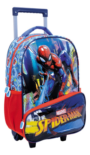 Mochila Spiderman Relieve Carrito 17p Infantil Wabro 38232