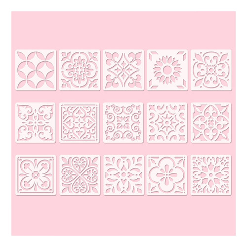 Stencil Plantilla Mosaicos Azulejo 10x10 15 Diseños Modern::