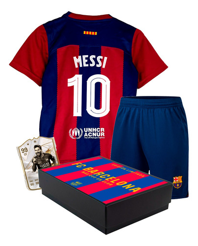 Equipación Barcelona Camiseta + Short Messi Lewandowski Gavi