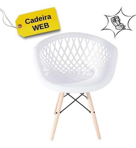 Cadeira De Jantar Empório Tiffany Web Eames Branca, Preta