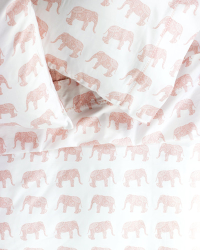 Melange Home Print T400 Elefantes, Matrimonial, Rosa