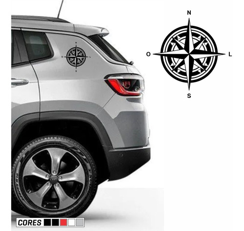 Kit 2 Adesivos Jeep Compass Bússola Renegade Rosa Dos Ventos