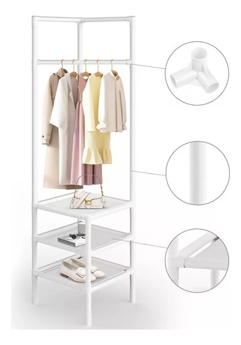 Rack Perchero Esquinero Colgador Organizador De Ropa Armable