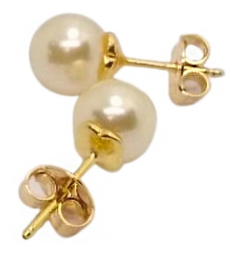 Aritos Oro 18k Laminado Mujer Dama Perlas Femenino Aros