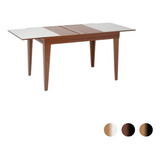 Mesa De Jantar Extensív.1.20 A 1.80 Vidro Pés Madeira Gênova