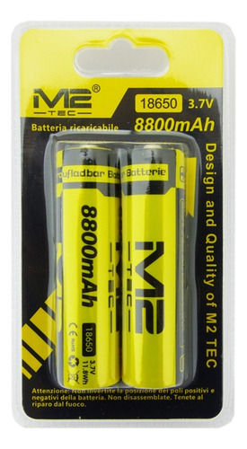 Pack 2 Batería M2-tec 18650 Recargable 3.7 V 8800mah