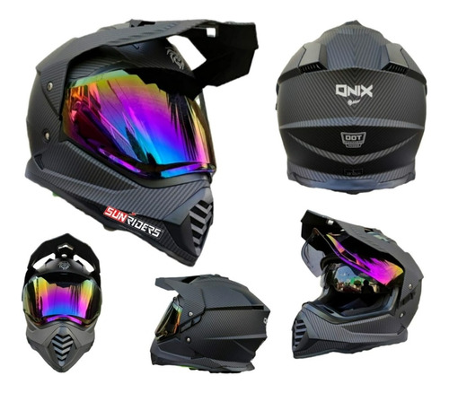 Casco Motocross Negro Kov Onix Tipo Fibra De Carbono Ktm Dm 