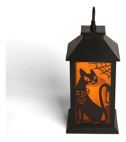 Lampara Con Gato Y Calavaza Luz Led Simula Vela Halloween 