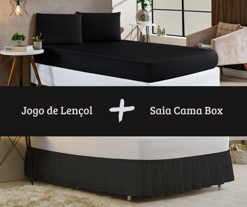 10 Jogo Lençol + 10 Saias Para Cama Box Casal Padrão - Hotel