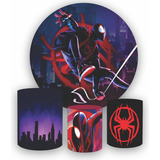 Kit Painel Redondo 1,5 + 3 Capas De Cilindros Homem Aranha