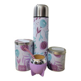 Set Matero Kit Matero Flores Colores Lilas Con Mate Pampa 01