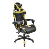 Silla Gamer Ergonómica Giratoria Inclinación Dorado Negro