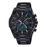 Reloj Casio Edifice Slim Solar Original Hombre Time Square Color De La Correa Negro Color Del Bisel Negro Color Del Fondo Negro