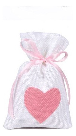 Bolsas Para Regalo Lino Natural Y Aplique De Corazón 