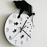 Reloj De Pared Acrílico Gato Travieso Reloj De Pared Diseño