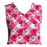 Crop Top Musculosa Lycra Estampado Barbie Primavera/verano