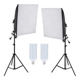 Kit Iluminação Estúdio Led 2x60w Softbox 60x60cm Com Tripé