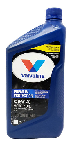 Aceite Motor Valvoline 15w40 Premium Protection Multigrado 946 Ml