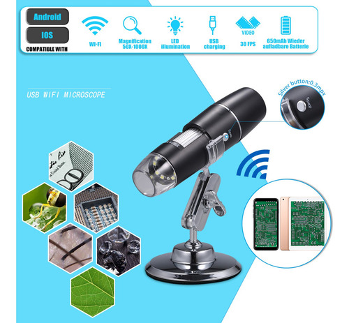 Microscópio Portátil Sem Fio De Ampliação Digital De Alta Po