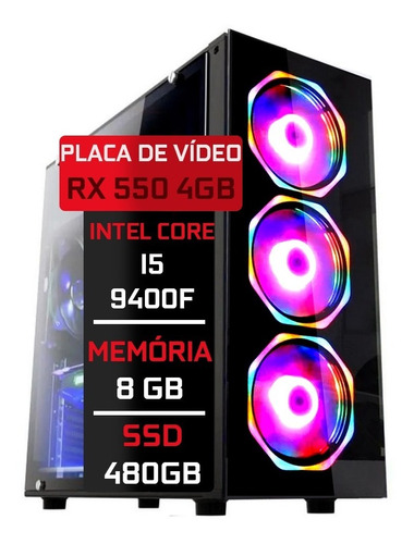 Pc Gamer Fácil Intel I5 9400f 8gb Rx550 4gb Ddr5 Ssd 480gb