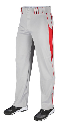 Pantalon Beisbol Champro Gris Rojo Largo Bp92u Adulto