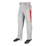 Pantalon Beisbol Champro Gris Rojo Largo Bp92u Adulto