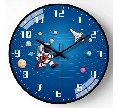 Reloj De Pared Astronauta 20 Cm Diametro Dormitorio De Niños