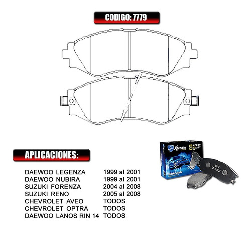 Pastillas De Freno Delantera Chevrolet Aveo 2012-2013 #7779 Foto 2