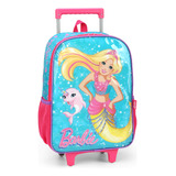 Mochila Escolar C/ Rodinhas Barbie Sereia Original Luxcel