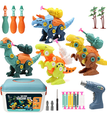 Juguete Dinosaurios Taladro Montaje Estuche Niños Set Regalo