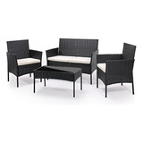 Juego De Muebles De Patio De 4 Piezas, Almohadillas Antidesl