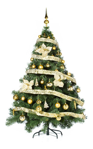 Arbolito Navidad Montañes Deluxe 1.80mt + Decoración Oro 