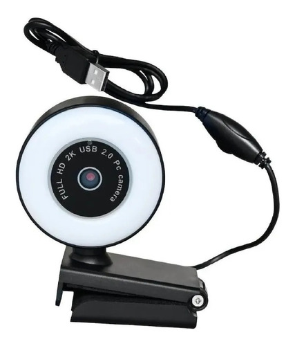 Camara Webcam Hd 1080 2k Aro Luz Microfono
