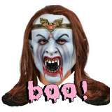 Mujer Vampiro Mascara Entera Peluca Sangre Halloween Latex
