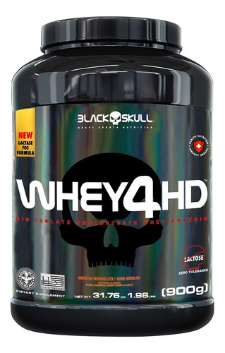 Whey Protein 4hd Zero Lactose Pote 900g - Black Skull Sabor Chocolate